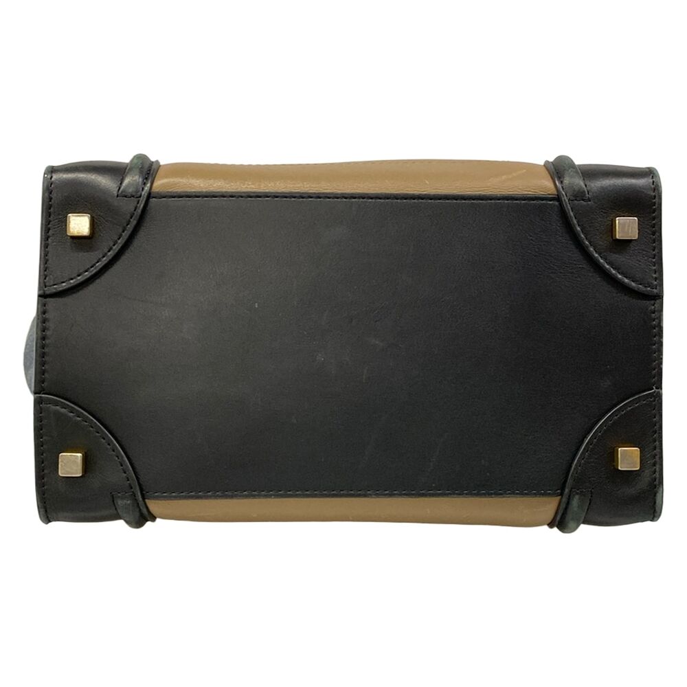 Celine Luggage Mini Shopper Handbag 165213PSJ.02BG Beige Black Navy Leather - Picture 5 of 15